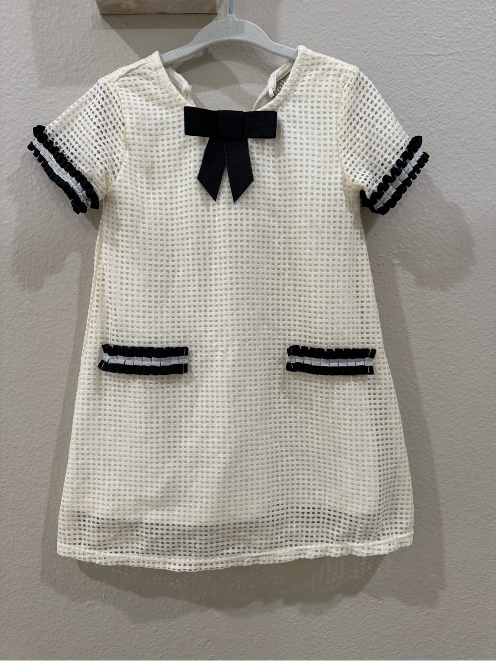 Milton toddler girl Cream Formal Dress with Black Bow Accent size 2T